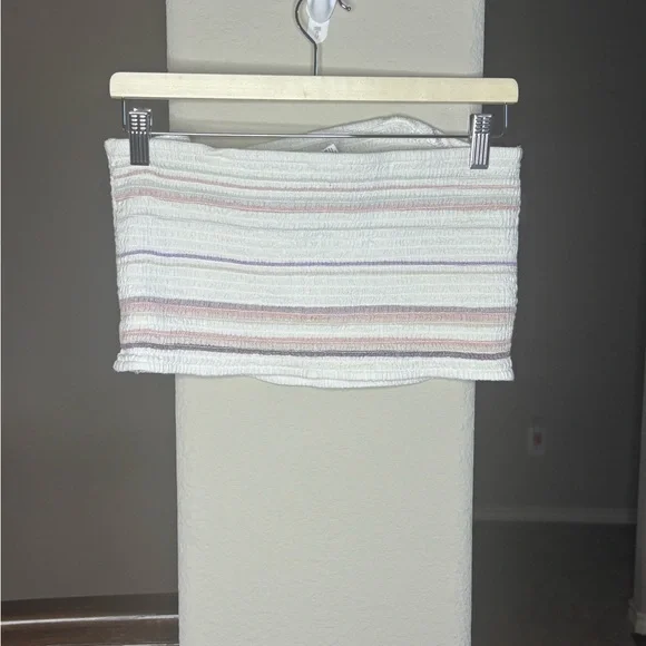 American Eagle Striped Elastic Cropped and Sleeveless Top Cotton Blend - Picture 6 of 6